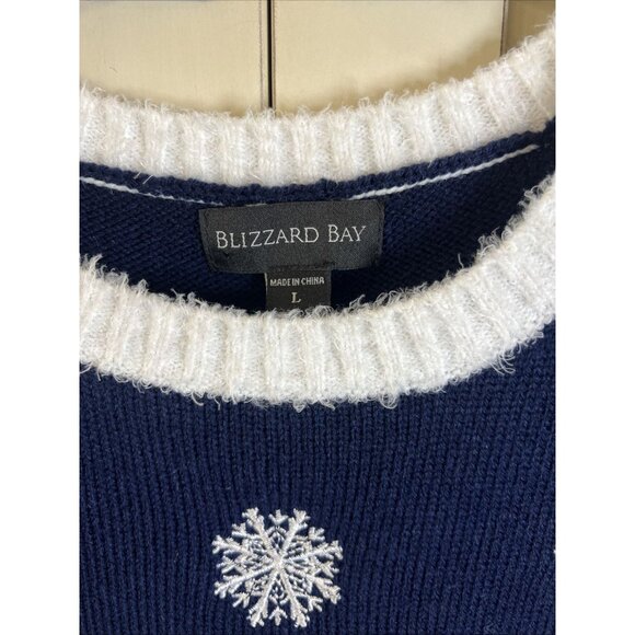 Blizzard Bay Christmas Cat Kitty Sweater Sequin Pompom Embroidered Sz Large - Picture 2 of 8